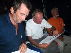 Peter, Lo and Guy checking charts